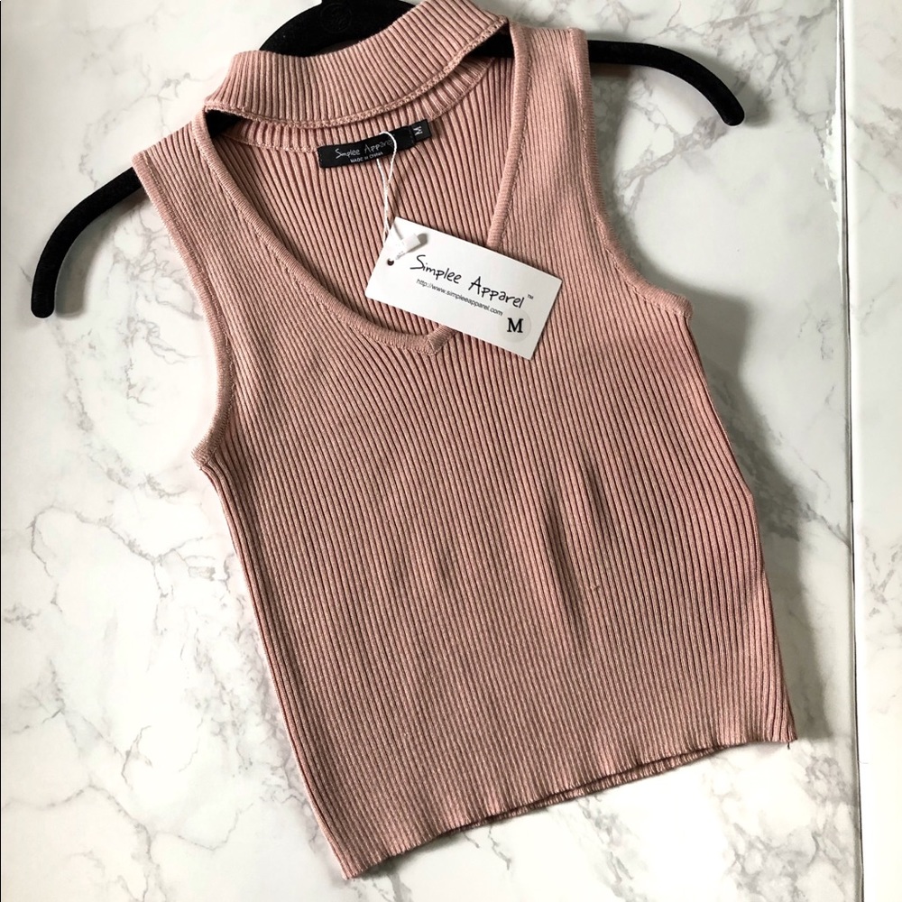 Ribbed Mock Neck Cut-Out Crop Top